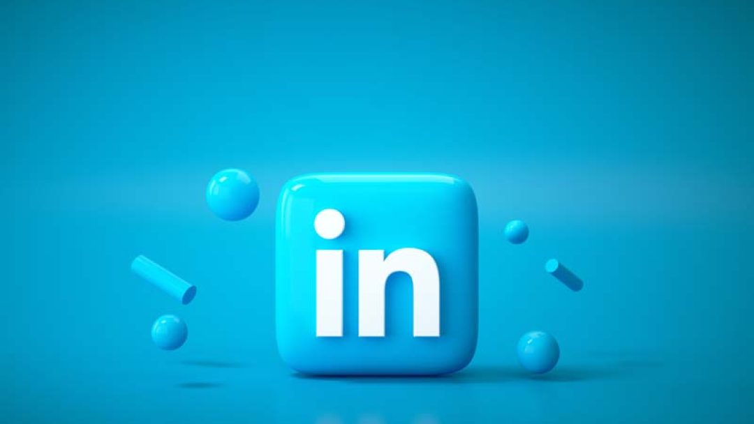 3D Linkedin application logo background. Linkedin social media platform.